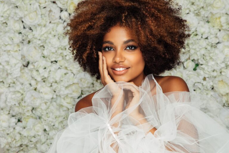 Beautiful woman with curly hair