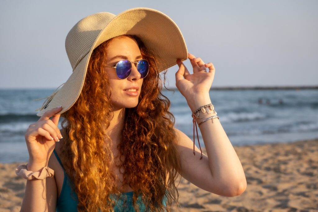 curly hair at the beach