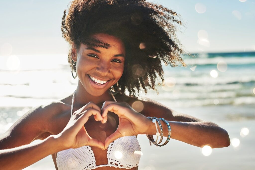 curly hair at the beach